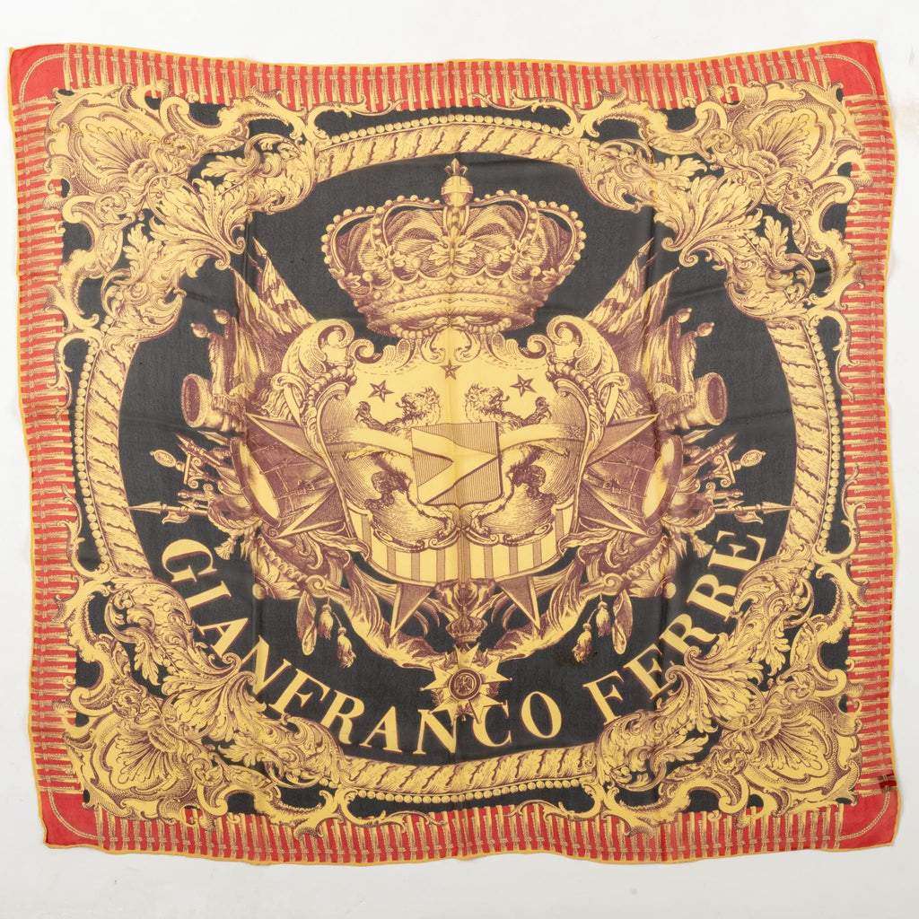 Ferre' Vintage Silk Chiffon Crest Scarf