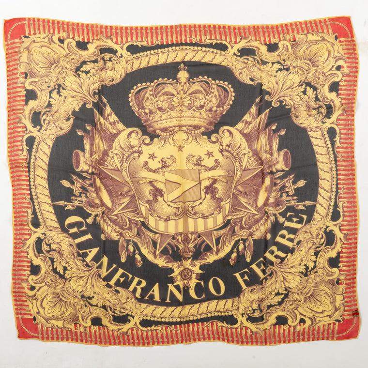 Ferre' Vintage Silk Chiffon Crest Scarf