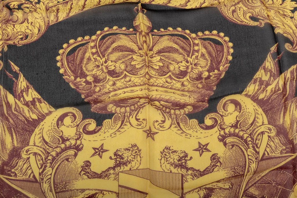 Ferre' Vintage Silk Chiffon Crest Scarf