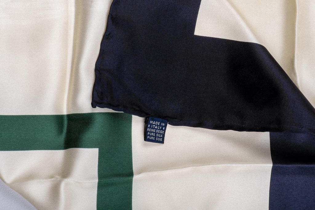 Bruberry White & Blue Crest Silk Scarf