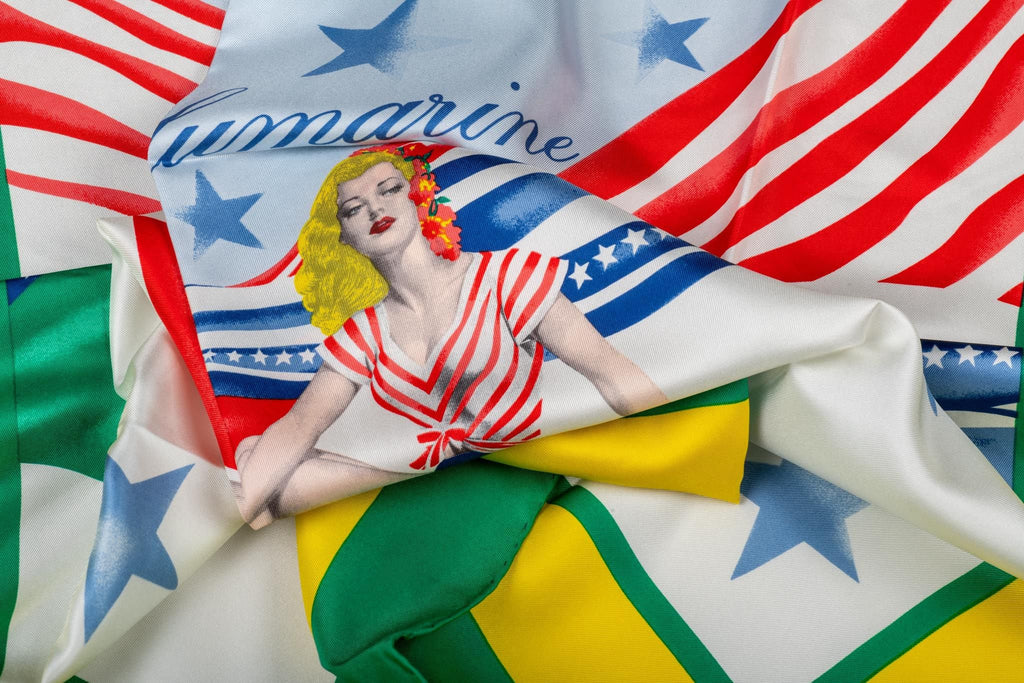 Blumarine Pin Up Flag Silk Scarf