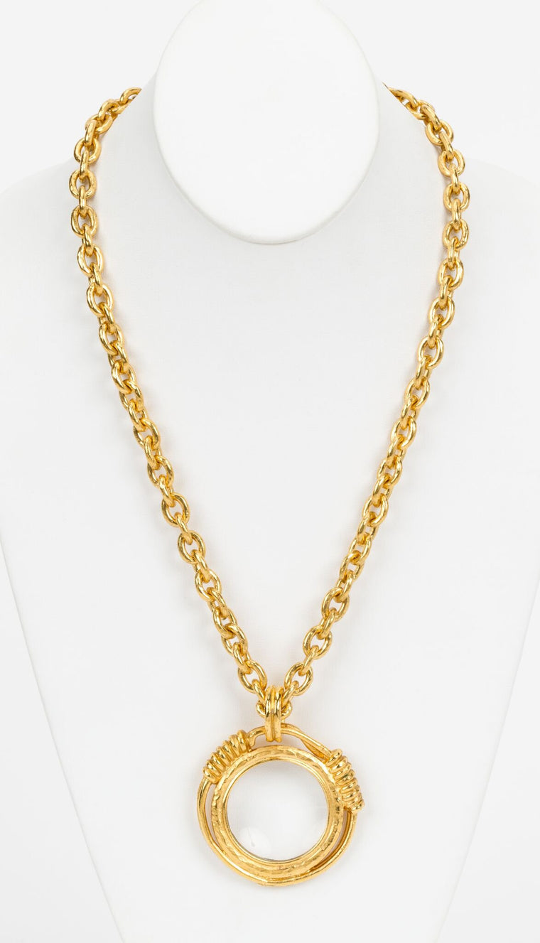 Chanel Satin Gold 80s Magnifier Necklace