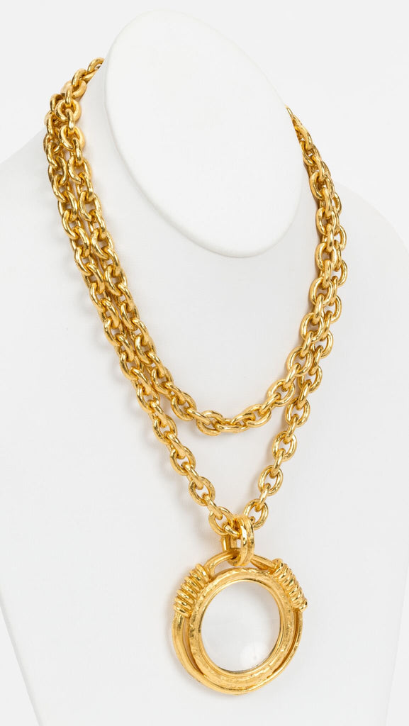 Chanel Satin Gold 80s Magnifier Necklace