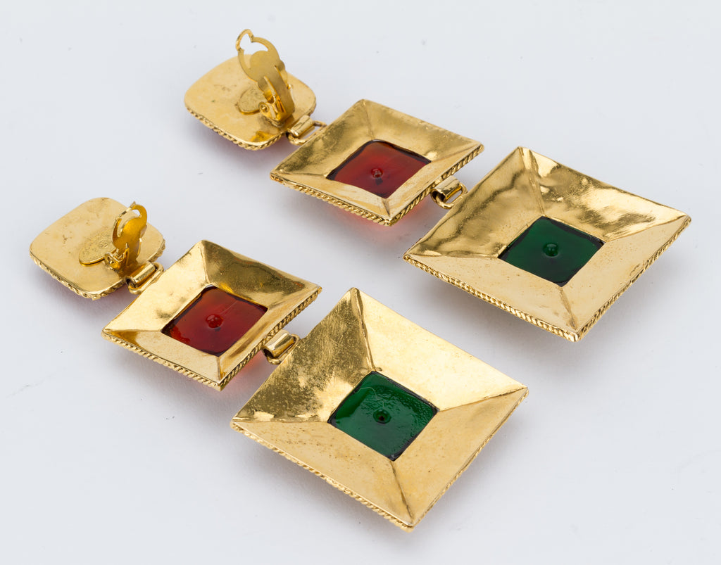 Chanel 80s Rare Gripoix Large Earrings