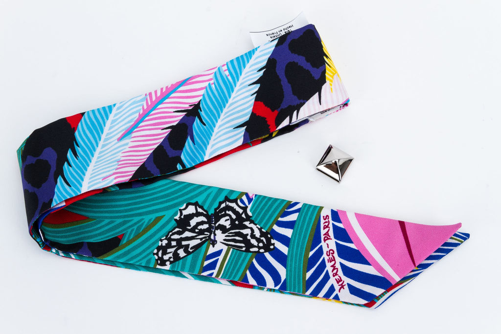 Hermès Feathers Silk Twilly Scarf