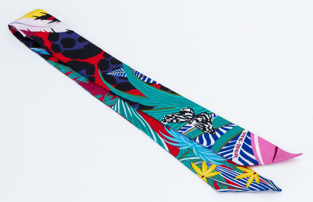 Hermès Feathers Silk Twilly Scarf