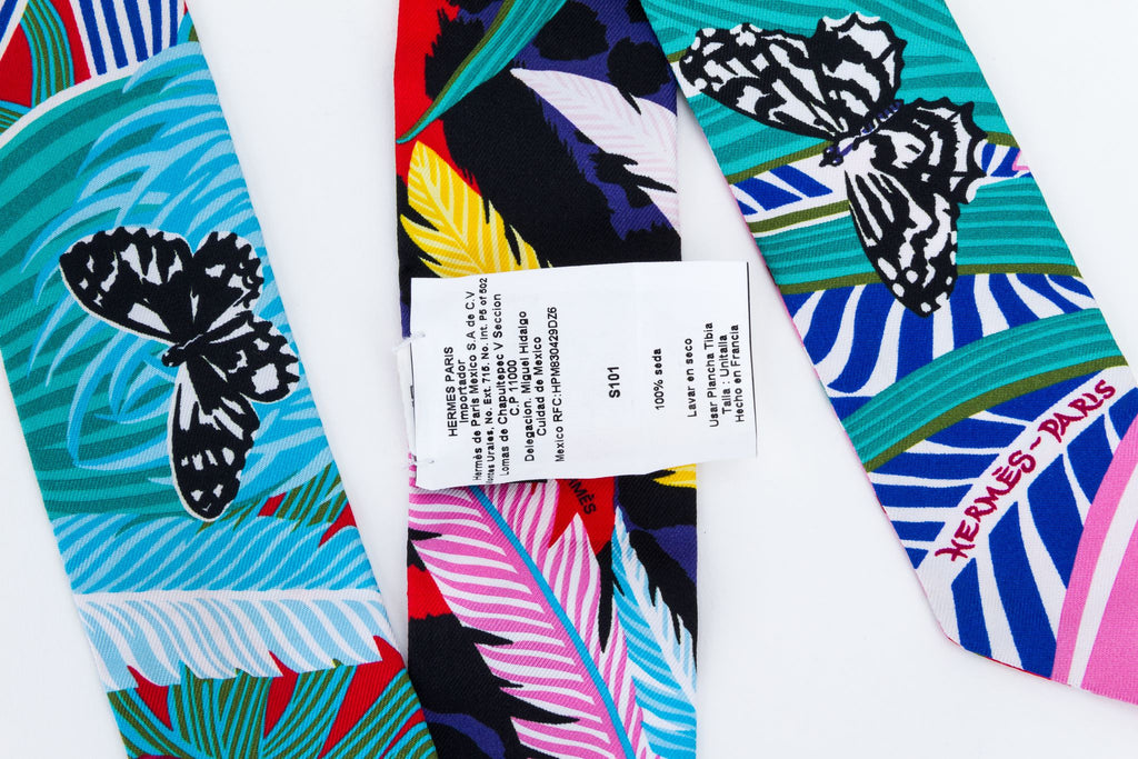 Hermès Feathers Silk Twilly Scarf