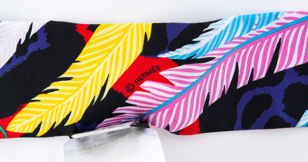 Hermès Feathers Silk Twilly Scarf
