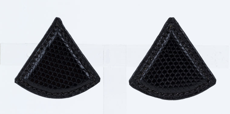 Hermes Black Lizard Triangle Earrings