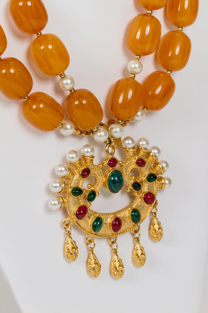 KJL Collectible XLong Amber Necklace