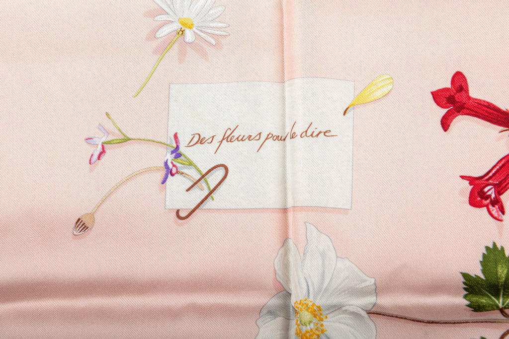 Hermès Pink Letters Flowers Silk Scarf
