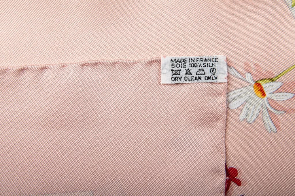 Hermès Pink Letters Flowers Silk Scarf