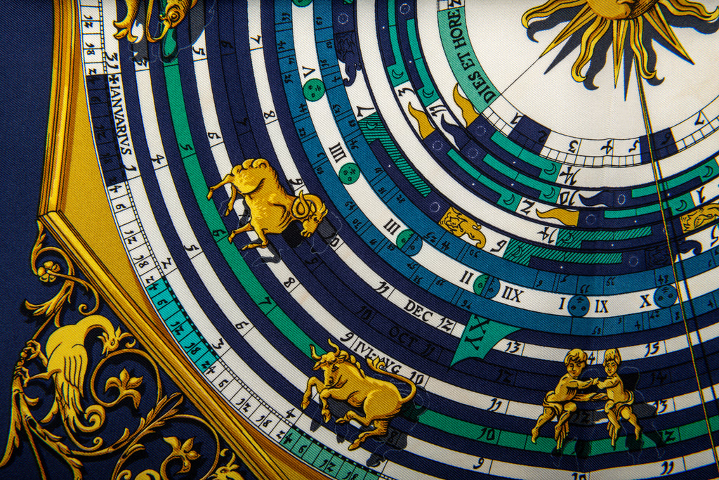 Hermès Navy Astrologie Silk Twill Scarf