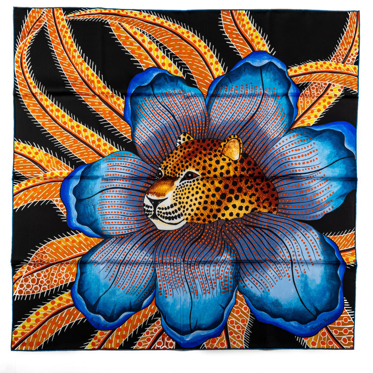 Hermès Black & Blue Jaguar Scarf