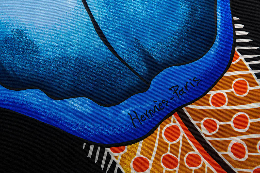 Hermès Black & Blue Jaguar Scarf