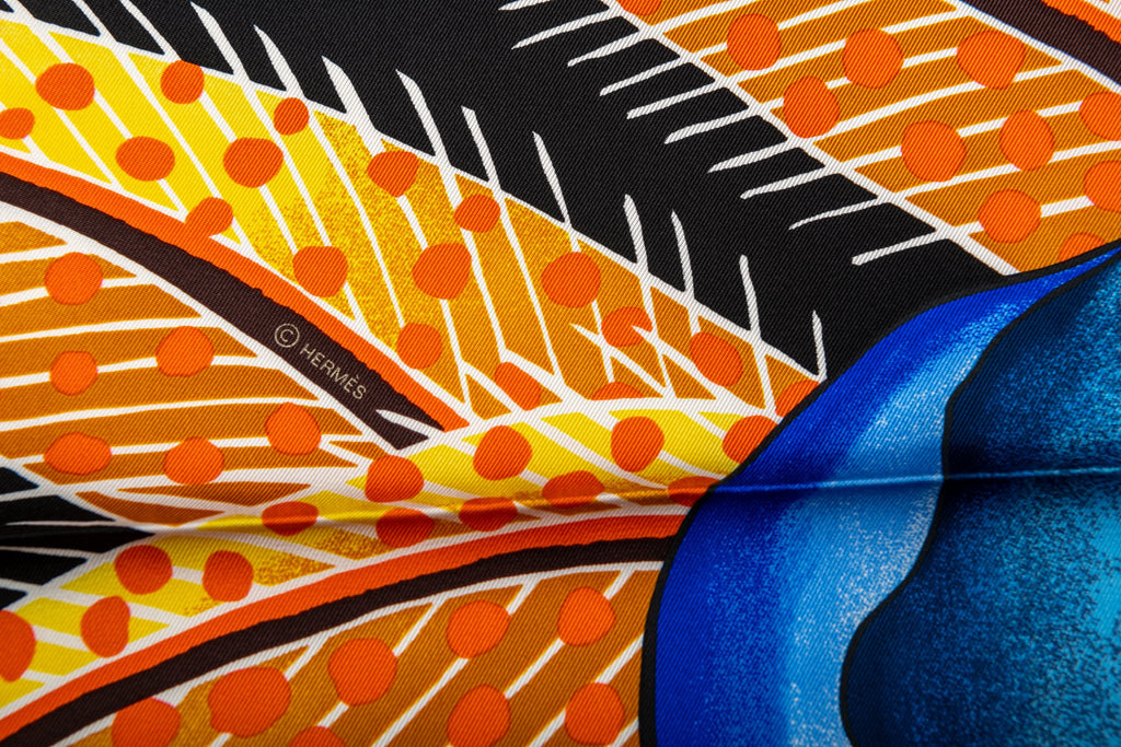 Hermès Black & Blue Jaguar Scarf