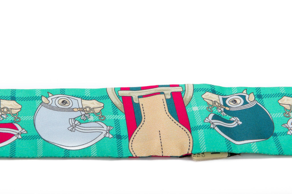 Hermès NIB Green Sellier Twilly Scarf