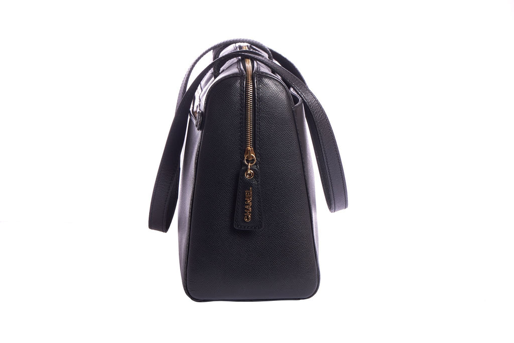 Chanel Epsom Black Leather Zipped Tote