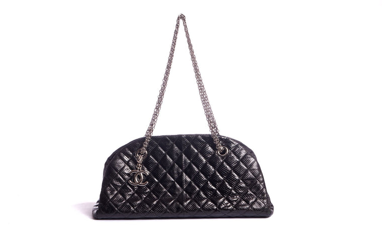 Chanel Rare Black Lizard Shoulder Bag