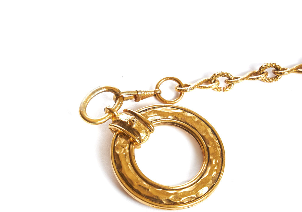 Chanel 80s Hammered Magnifier Necklace