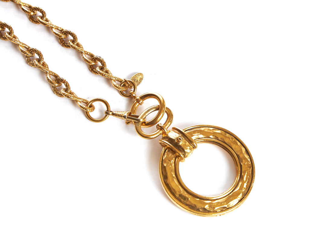 Chanel 80s Hammered Magnifier Necklace