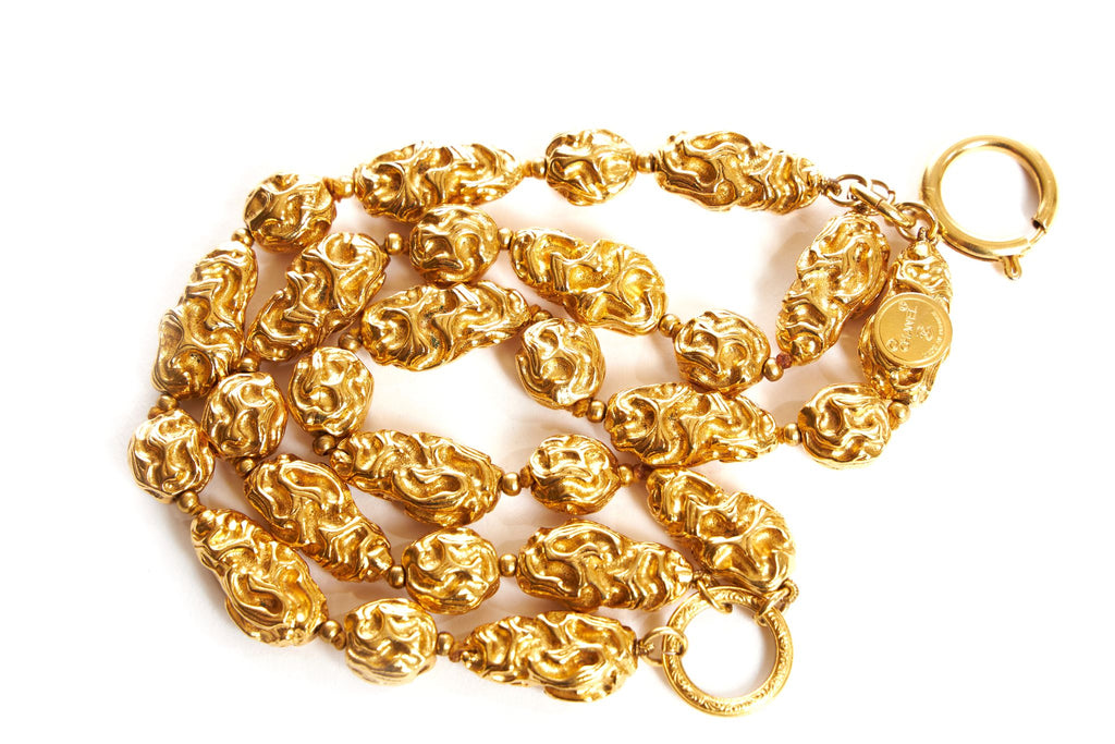 Chanel Gold Three Strand Nugget Bracelet