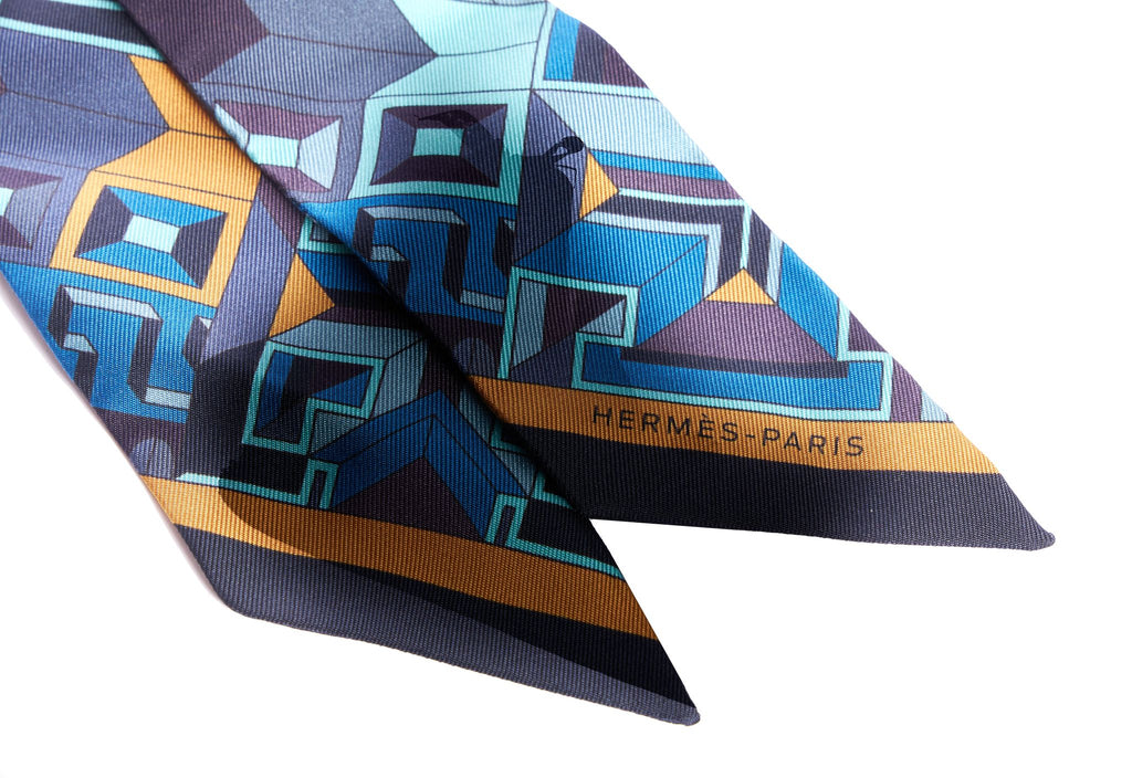 Hermès Black/Grey & Blue Twilly Scarf