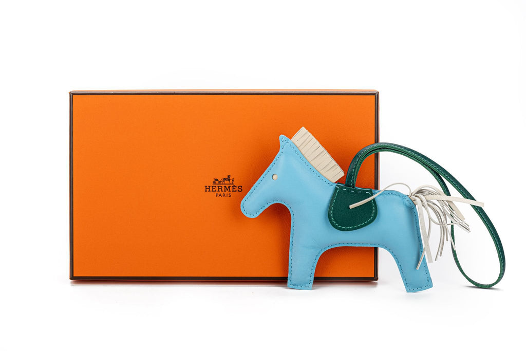 Hermès Grigri MM Rodeo Bag Charm Celeste