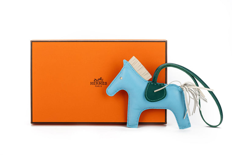 Hermès Grigri MM Rodeo Bag Charm Celeste