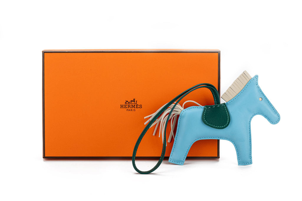 Hermès Grigri MM Rodeo Bag Charm Celeste