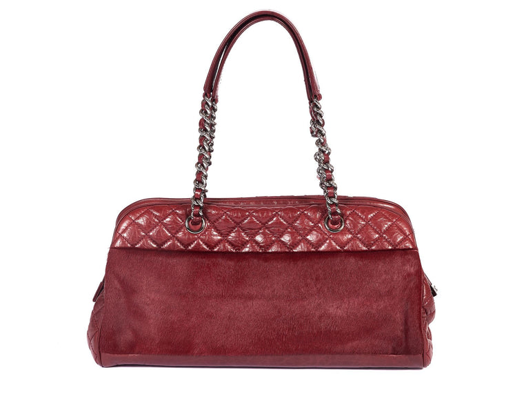 Chanel Burgundy Pony Hair Zipped Tote