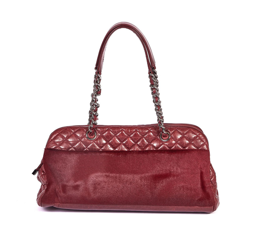 Chanel Burgundy Pony Hair Zipped Tote