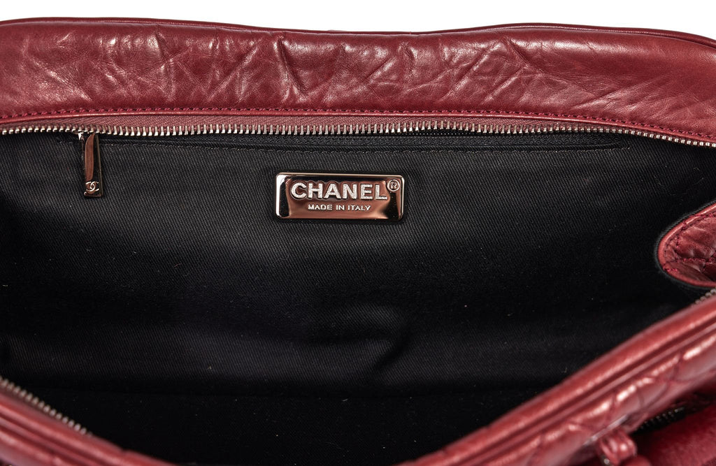 Chanel Burgundy Pony Hair Zipped Tote