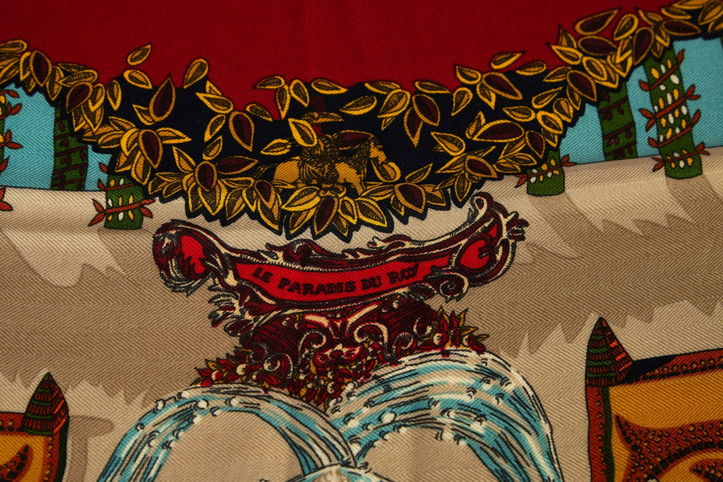 Hermès Paradis Du Roi Dark Red Shawl