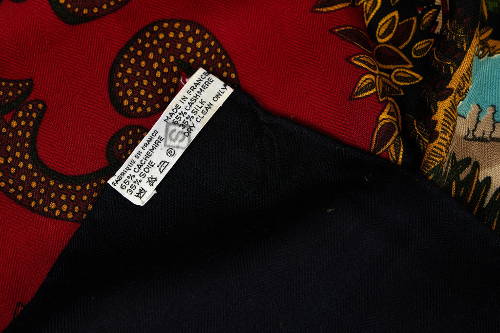 Hermès Paradis Du Roi Dark Red Shawl