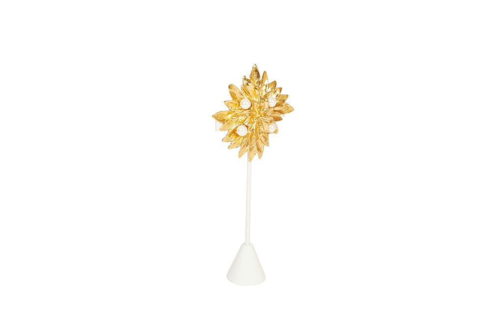 Ysl Starburst Gold & Pearl Brooch