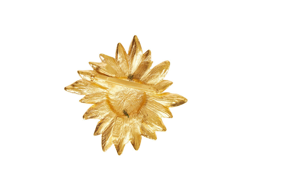 Ysl Starburst Gold & Pearl Brooch