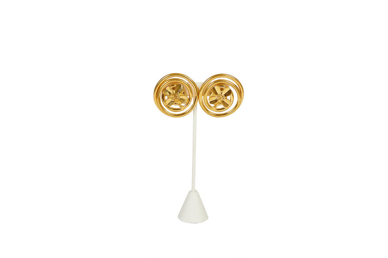 Chanel Oversize Clover Logo Earrings