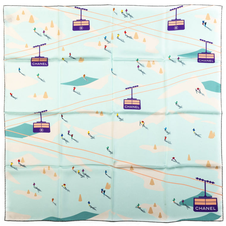 Chanel BN Seafoam Mountains Silk Scarf