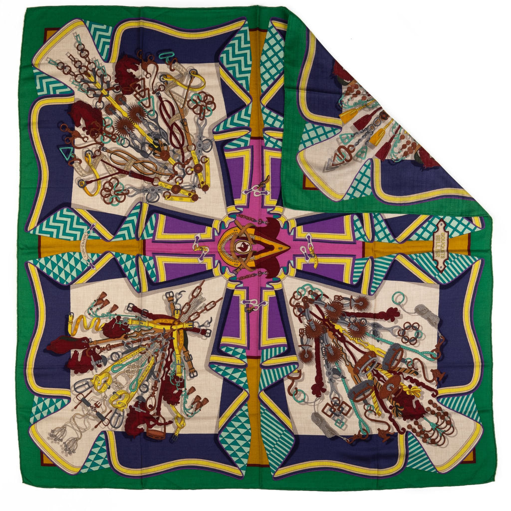 Hermes Bouquet Sellier Cashmere Shawl