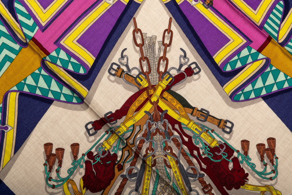 Hermes Bouquet Sellier Cashmere Shawl