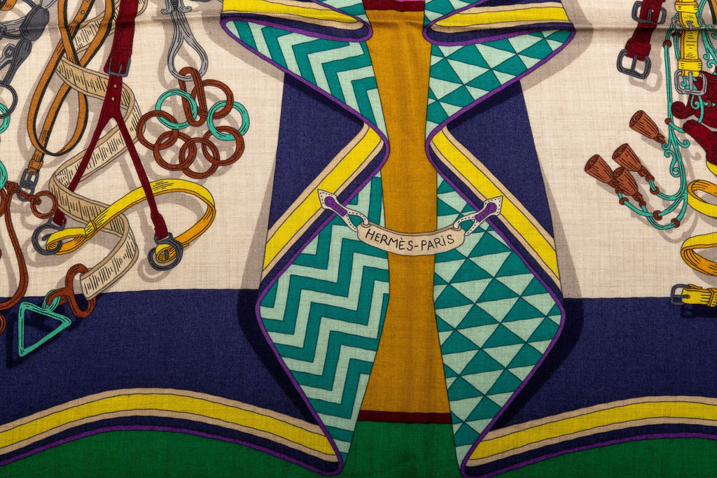 Hermes Bouquet Sellier Cashmere Shawl