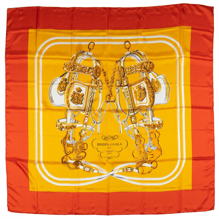 Hermès Orange Brides de Gala Silk Shawl