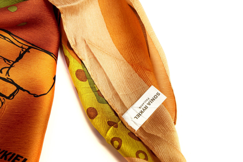 Sonia Rykiel Green Orange Silk Scarf