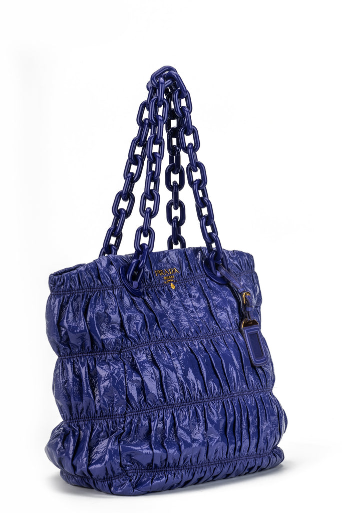 Prada BN Purple Rouched Patent Tote