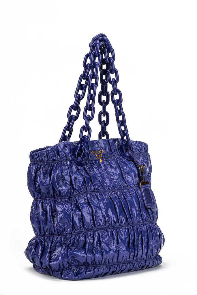 Prada BN Purple Rouched Patent Tote