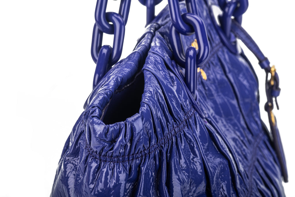 Prada BN Purple Rouched Patent Tote