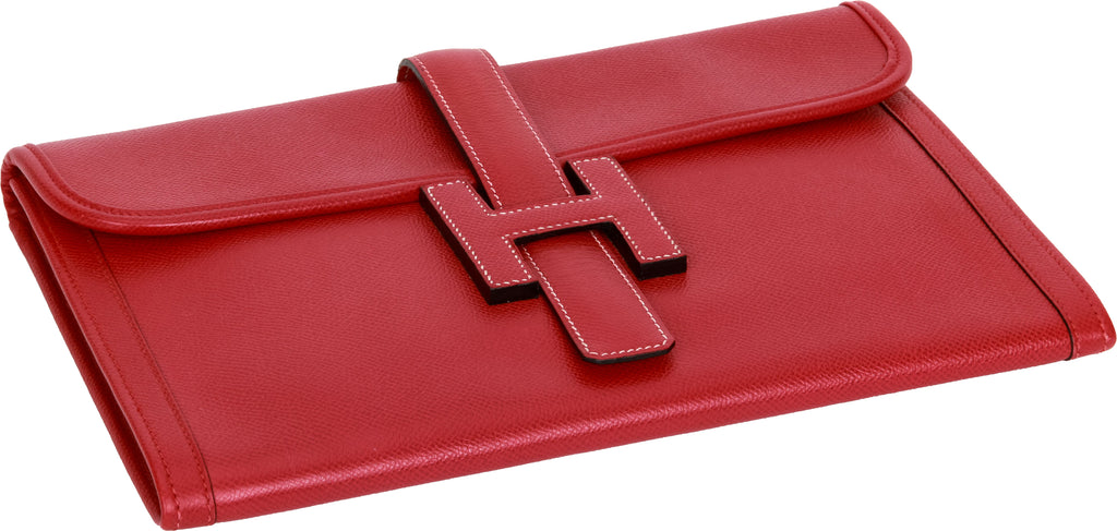 Hermes Red Epsom Jige Clutch Vintage