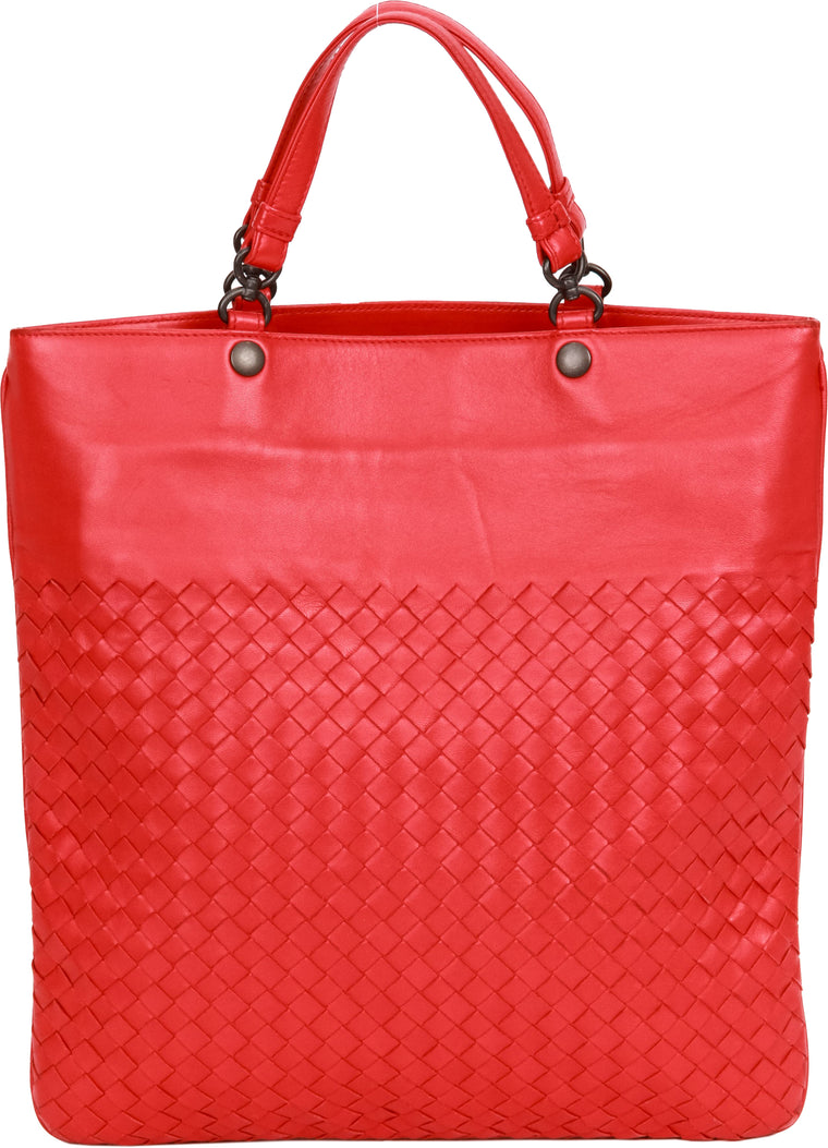 Bottega Intrecciato Red Lambskin Bag
