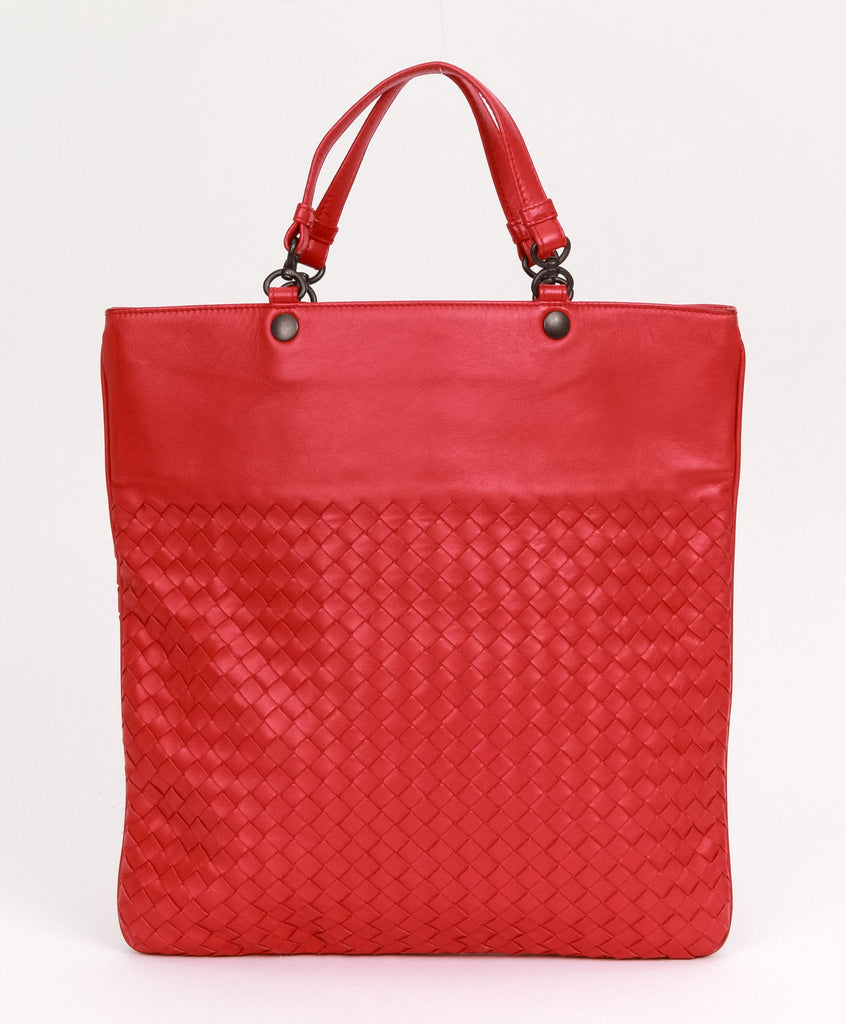 Bottega Intrecciato Red Lambskin Bag